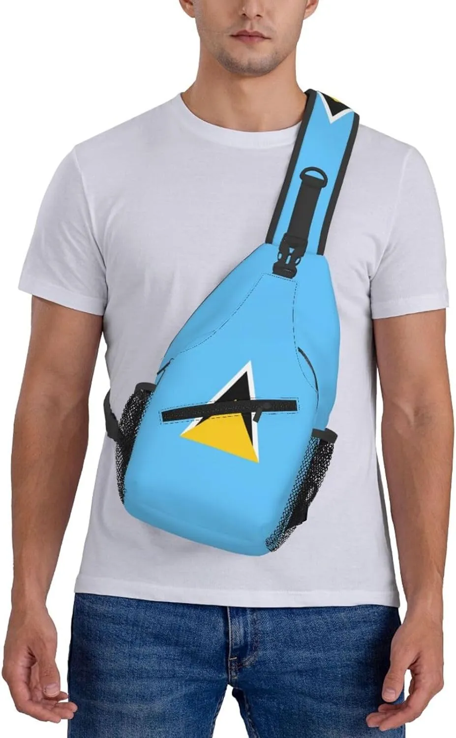 Cute St Lucia Flag Sling Backpack Multipurpose Crossbody Sling Bag Travel Hiking Crossbody Shoulder Bag Backpack