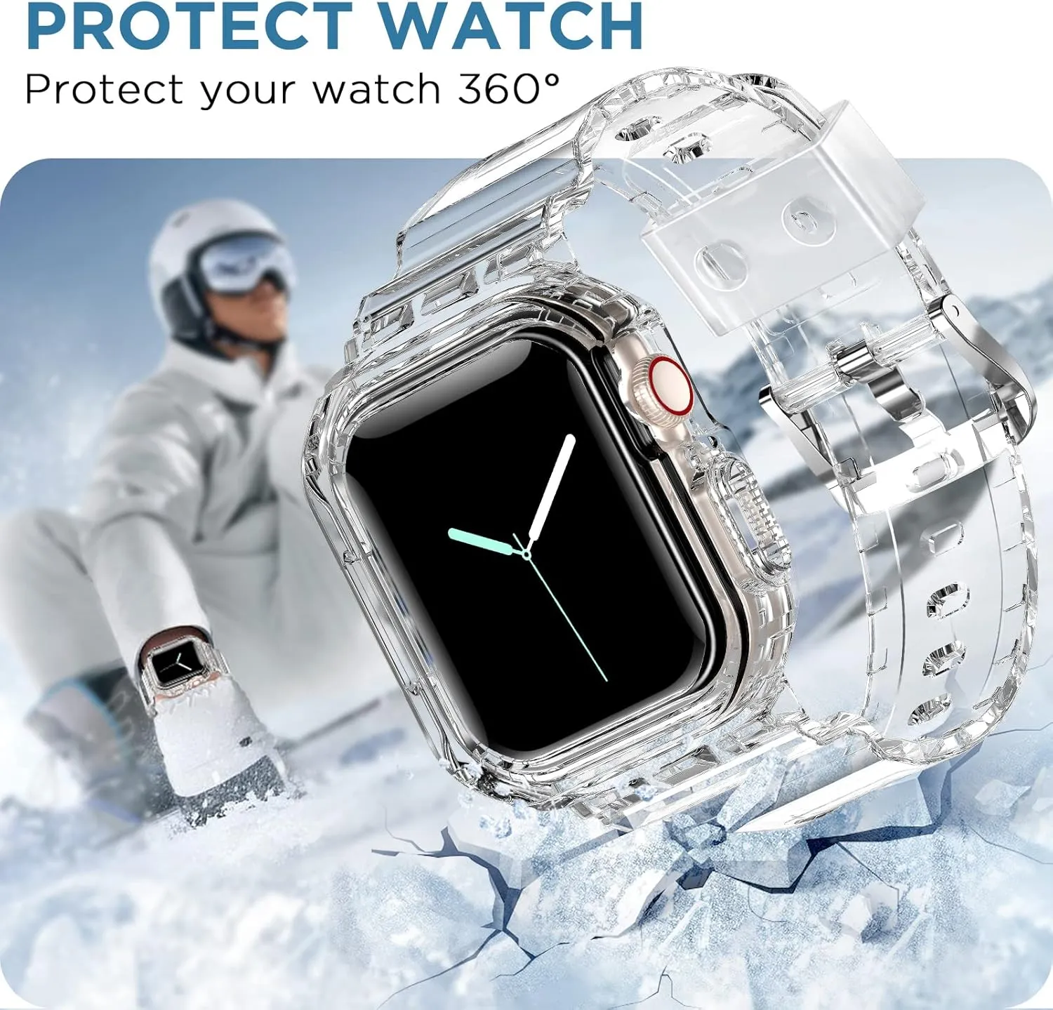 DABAOZA 5 Packs Compatible for Clear Apple Watch Band 46mm 45mm 44mm 42mm 41mm 40mm 38mm 49mm, Jelly Crystal Women Men TPU Strap for iWatch Series 10 9 8 7 6 / SE 5 4 3 2 1 Ultra