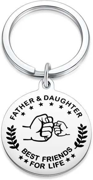 Dad Keychain from Daughter Funny Daddy Stainless Steel Key Chains Papa Birthday Fathers Day Christmas Gifts