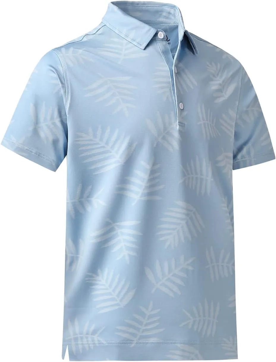 DEOLAX Mens Polo Shirts Moisture Wicking Dry Fit Performance Mens Golf Shirt Regular Fit Fashion Print Short Sleeve Polo