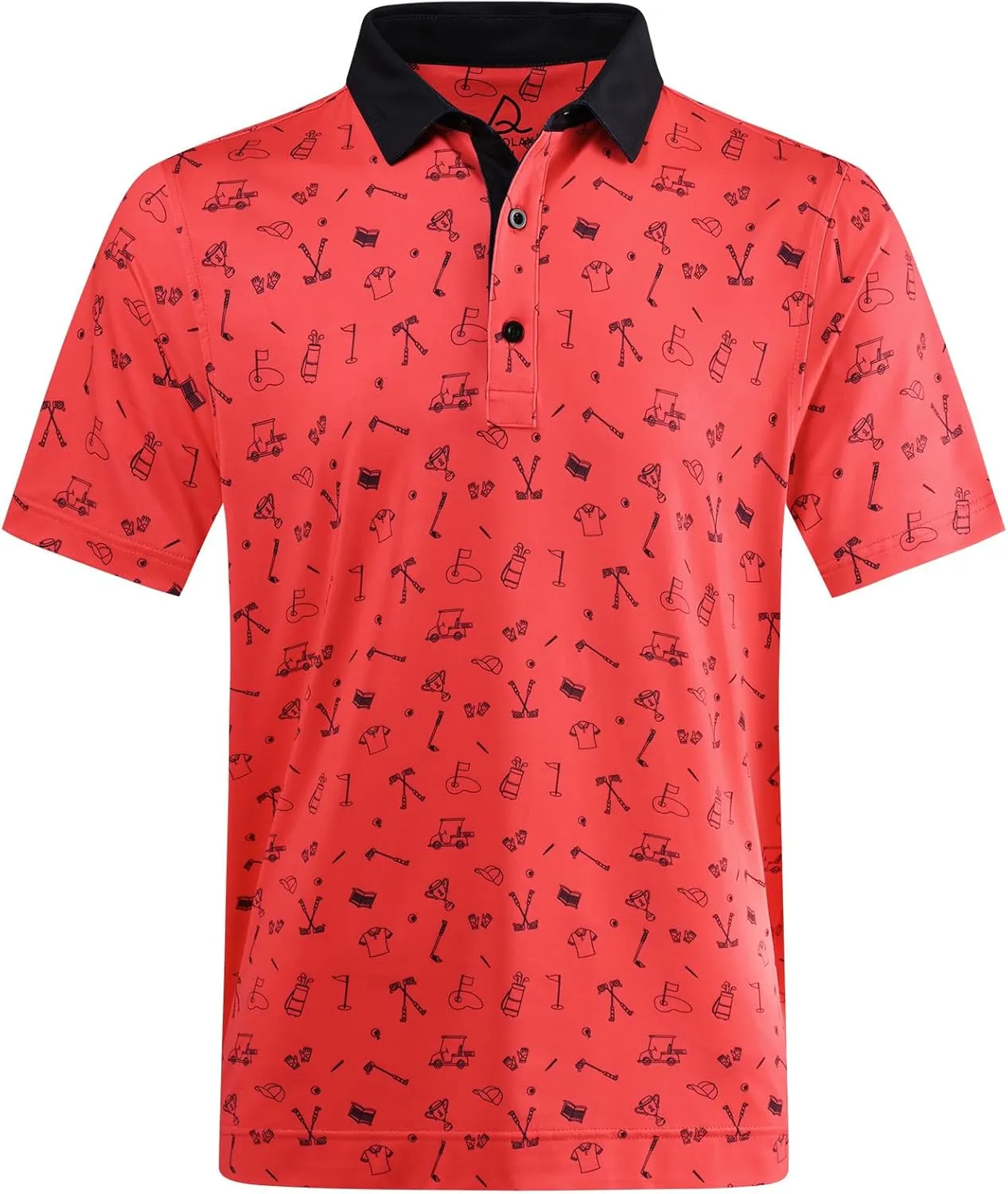 DEOLAX Mens Polo Shirts Moisture Wicking Dry Fit Performance Mens Golf Shirt Regular Fit Fashion Print Short Sleeve Polo