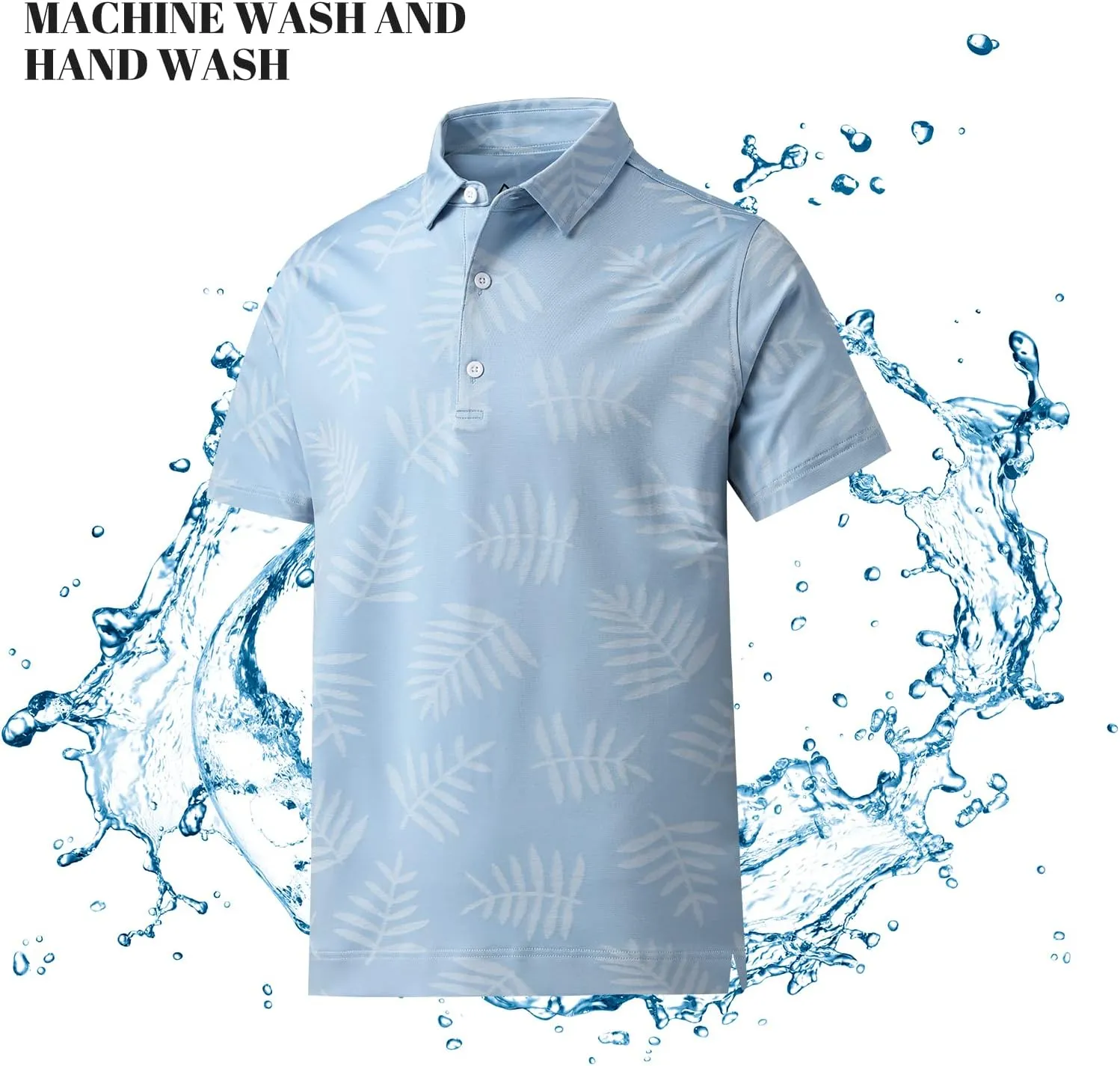 DEOLAX Mens Polo Shirts Moisture Wicking Dry Fit Performance Mens Golf Shirt Regular Fit Fashion Print Short Sleeve Polo