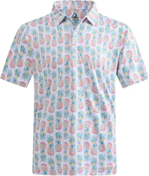 DEOLAX Mens Polo Shirts Moisture Wicking Dry Fit Performance Mens Golf Shirt Regular Fit Fashion Print Short Sleeve Polo