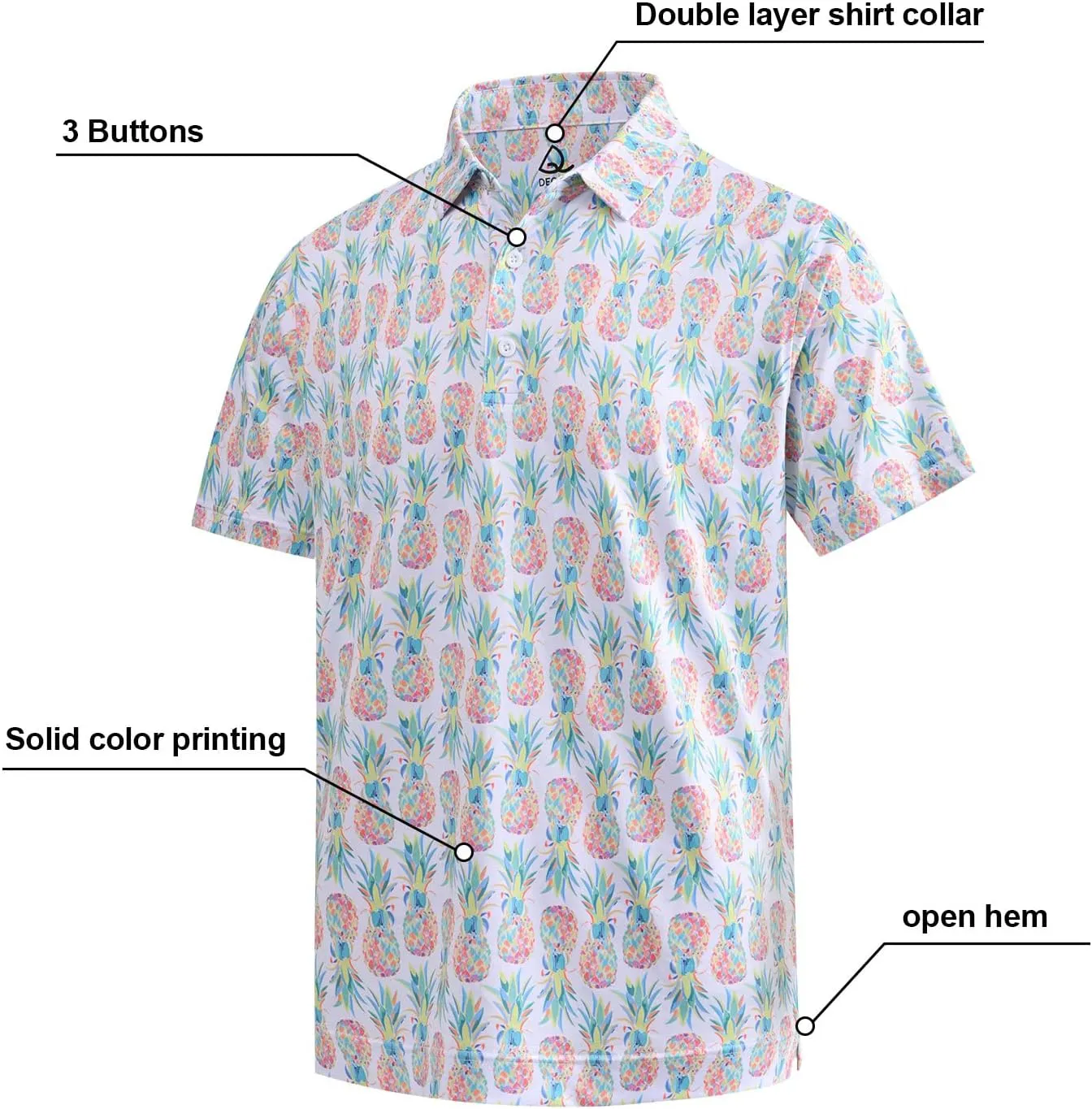 DEOLAX Mens Polo Shirts Moisture Wicking Dry Fit Performance Mens Golf Shirt Regular Fit Fashion Print Short Sleeve Polo