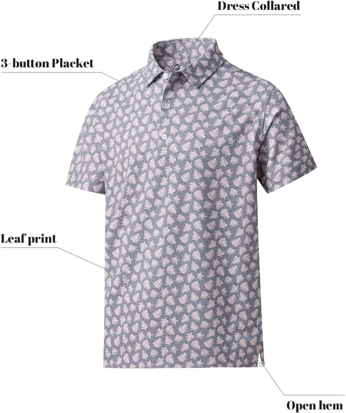 DEOLAX Mens Polo Shirts Moisture Wicking Dry Fit Performance Mens Golf Shirt Regular Fit Fashion Print Short Sleeve Polo