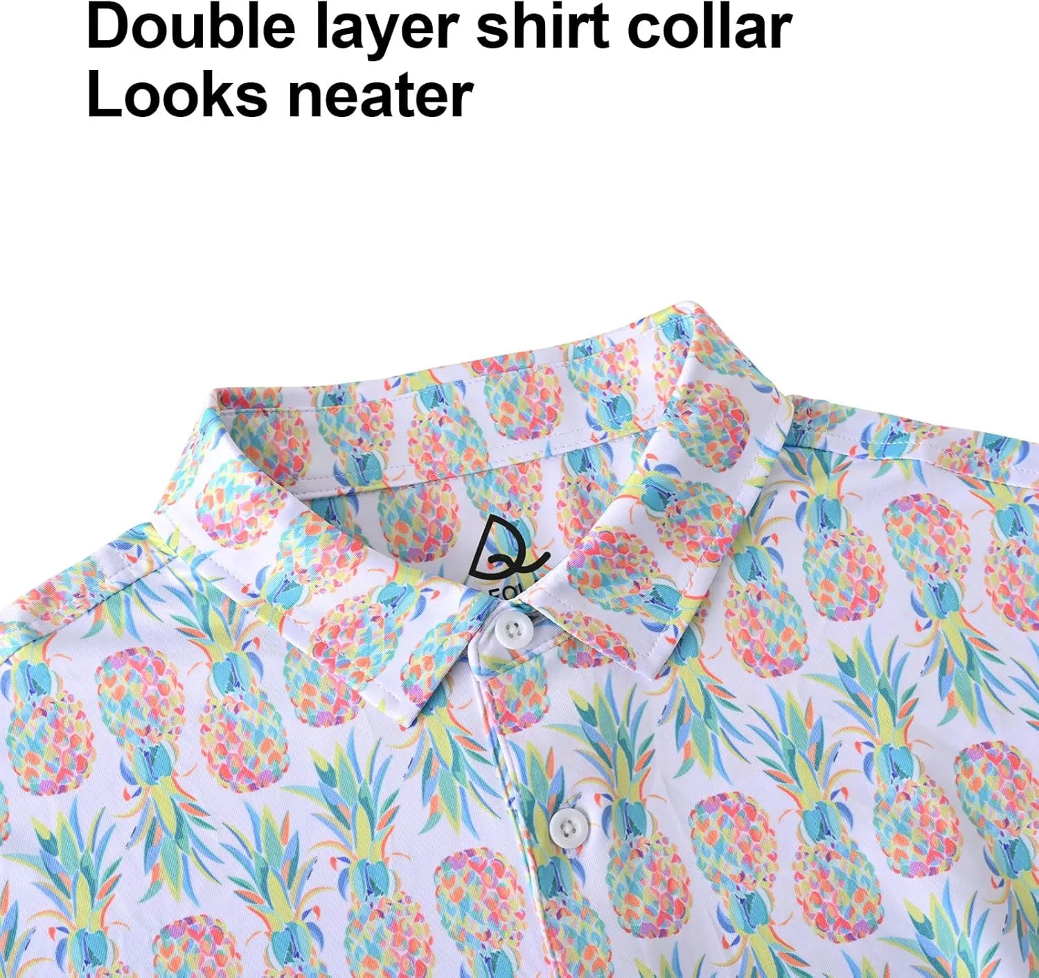 DEOLAX Mens Polo Shirts Moisture Wicking Dry Fit Performance Mens Golf Shirt Regular Fit Fashion Print Short Sleeve Polo