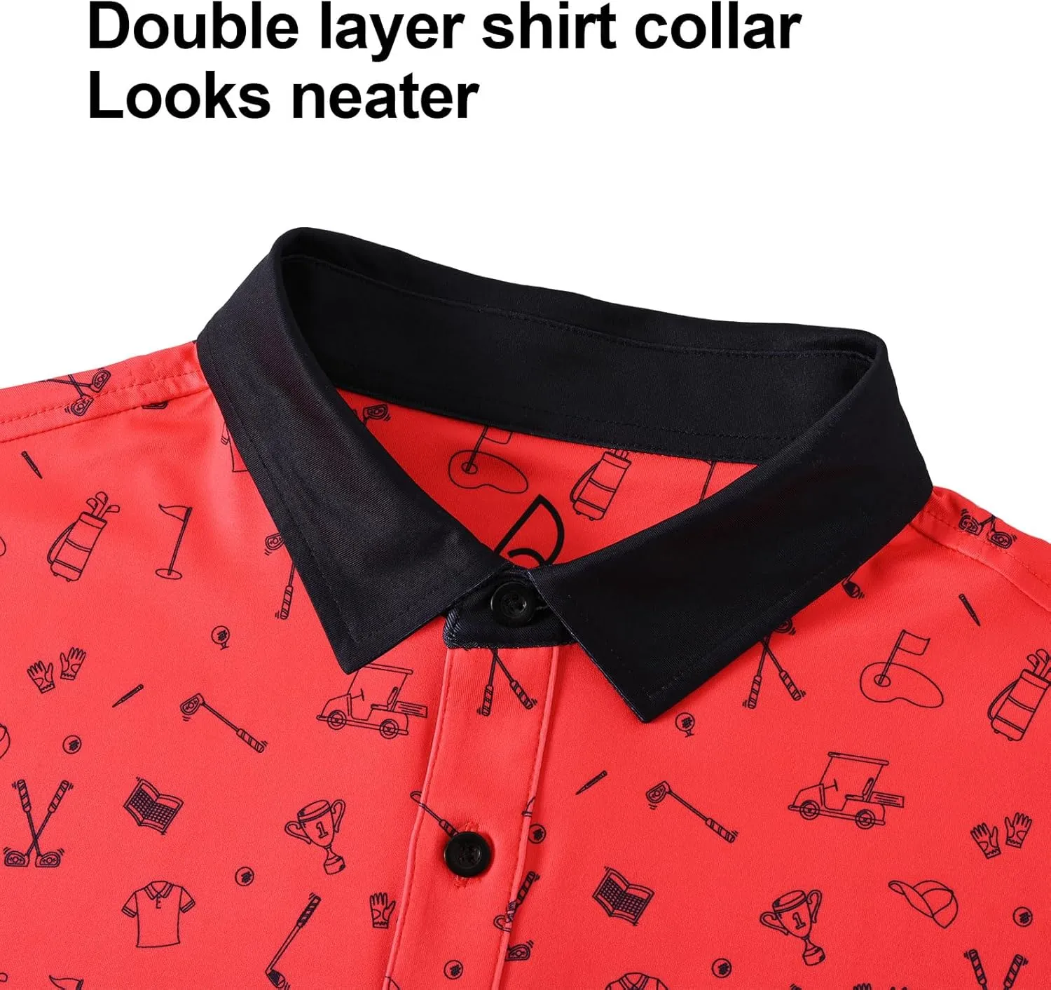 DEOLAX Mens Polo Shirts Moisture Wicking Dry Fit Performance Mens Golf Shirt Regular Fit Fashion Print Short Sleeve Polo