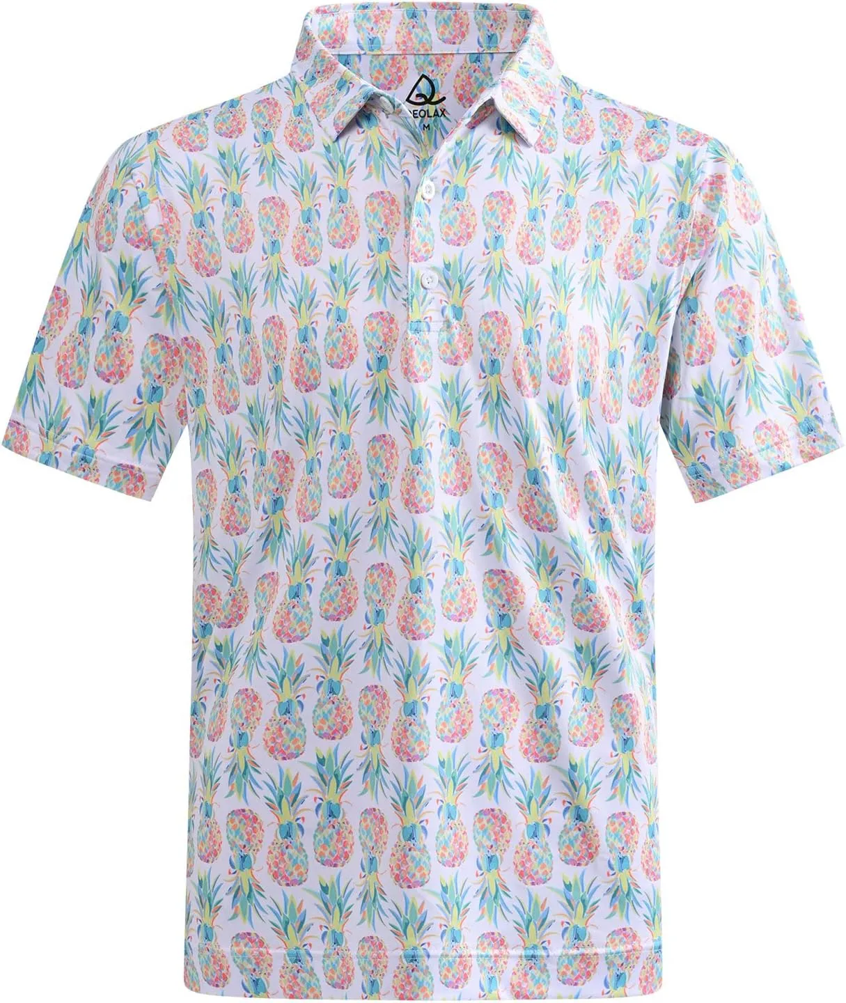 DEOLAX Mens Polo Shirts Moisture Wicking Dry Fit Performance Mens Golf Shirt Regular Fit Fashion Print Short Sleeve Polo