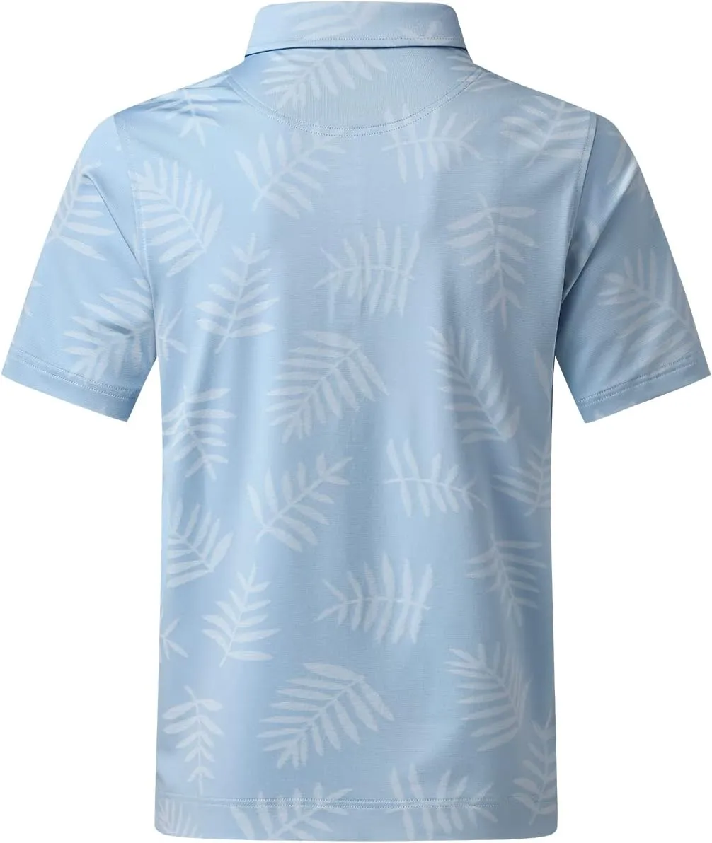 DEOLAX Mens Polo Shirts Moisture Wicking Dry Fit Performance Mens Golf Shirt Regular Fit Fashion Print Short Sleeve Polo