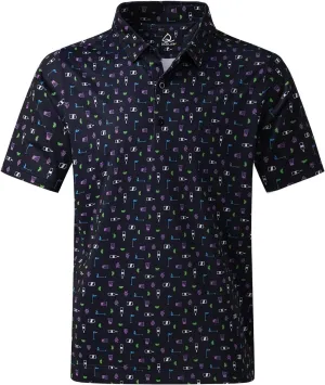 DEOLAX Mens Polo Shirts Moisture Wicking Dry Fit Performance Mens Golf Shirt Regular Fit Fashion Print Short Sleeve Polo