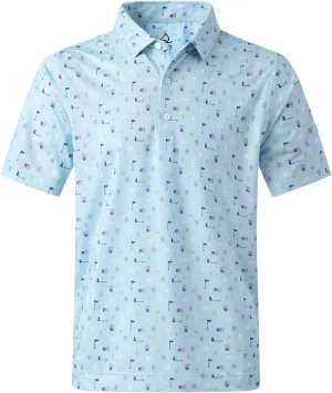 DEOLAX Mens Polo Shirts Moisture Wicking Dry Fit Performance Mens Golf Shirt Regular Fit Fashion Print Short Sleeve Polo