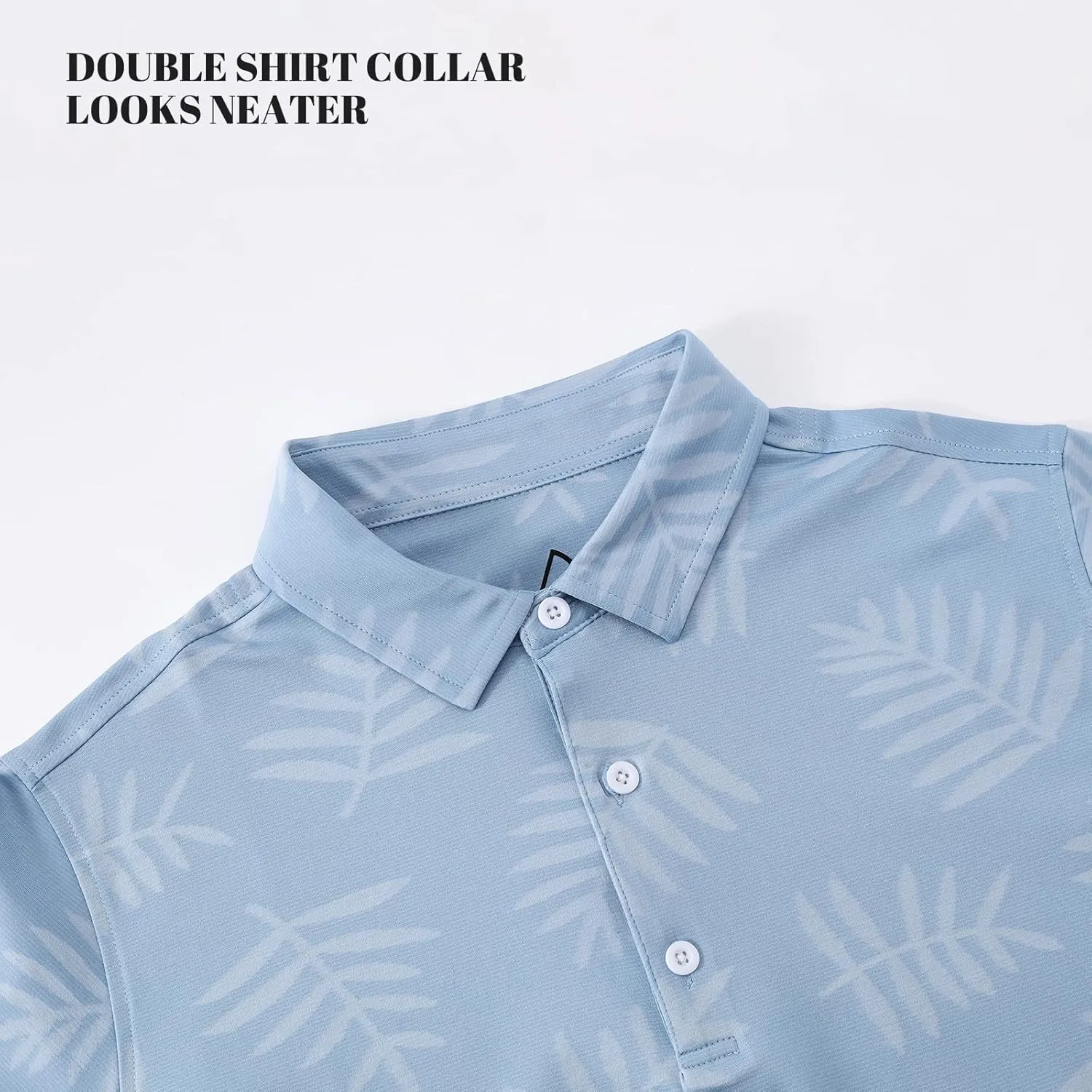 DEOLAX Mens Polo Shirts Moisture Wicking Dry Fit Performance Mens Golf Shirt Regular Fit Fashion Print Short Sleeve Polo