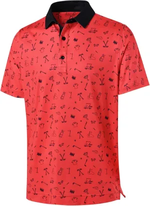 DEOLAX Mens Polo Shirts Moisture Wicking Dry Fit Performance Mens Golf Shirt Regular Fit Fashion Print Short Sleeve Polo