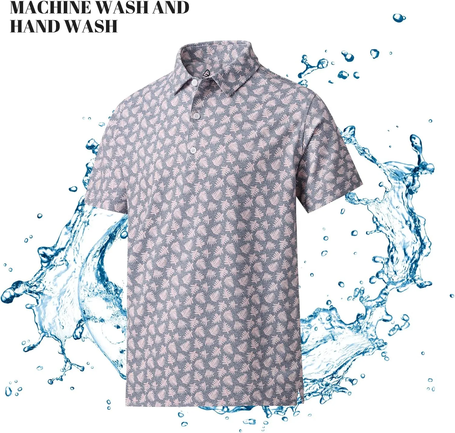 DEOLAX Mens Polo Shirts Moisture Wicking Dry Fit Performance Mens Golf Shirt Regular Fit Fashion Print Short Sleeve Polo
