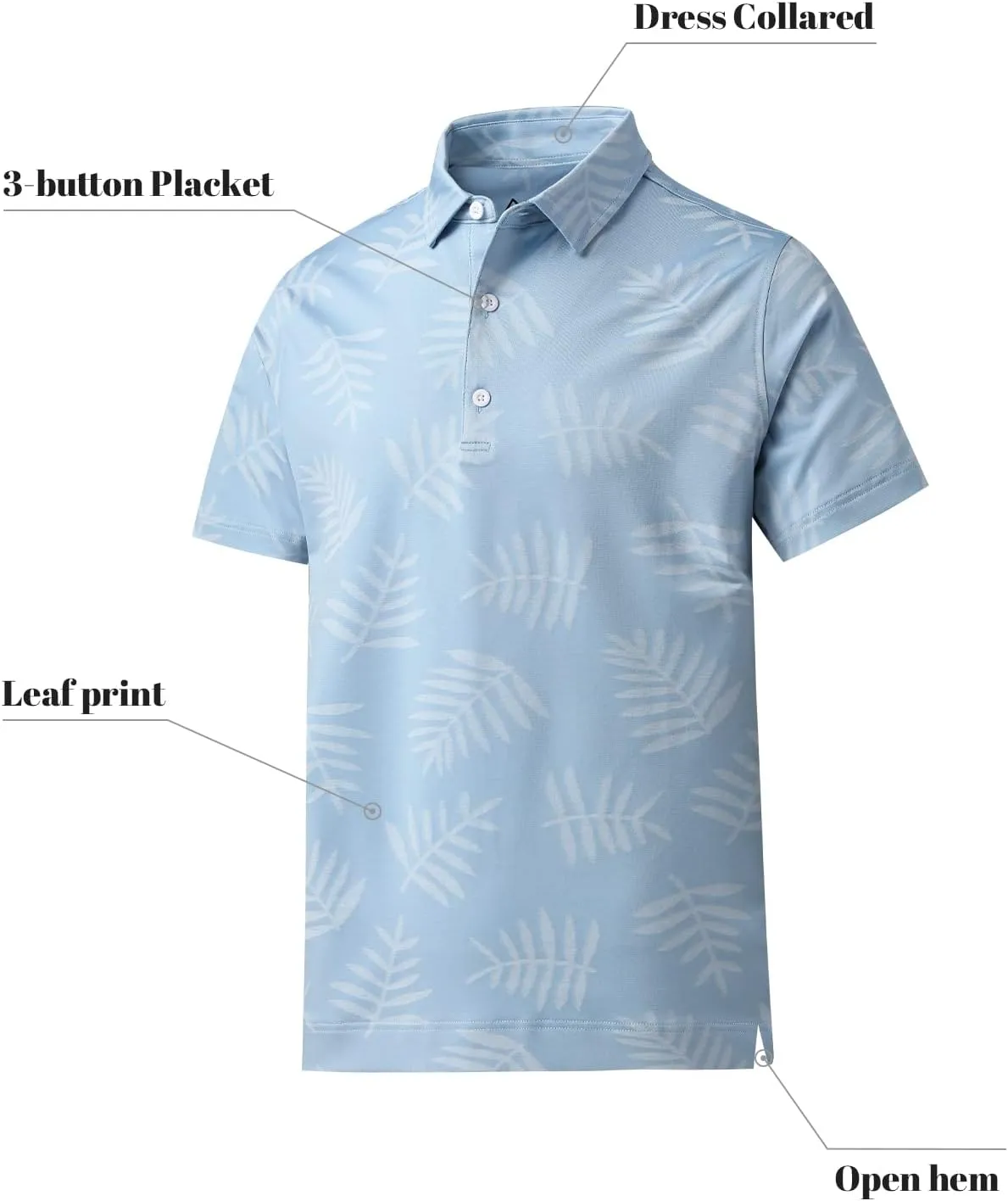 DEOLAX Mens Polo Shirts Moisture Wicking Dry Fit Performance Mens Golf Shirt Regular Fit Fashion Print Short Sleeve Polo