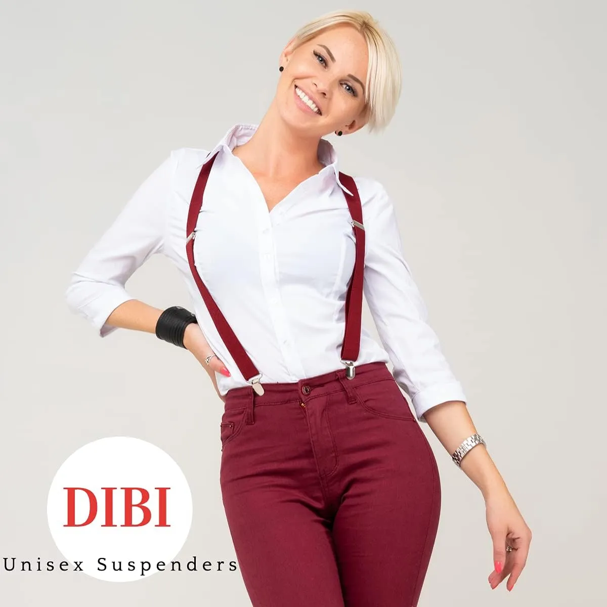 Dibi Suspenders for Men, Adjustable X Back 4 Strong Clips