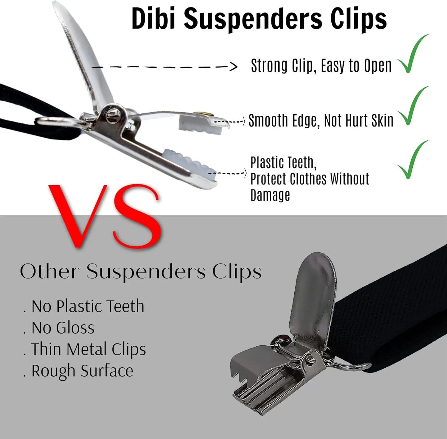 Dibi Suspenders for Men, Adjustable X Back 4 Strong Clips