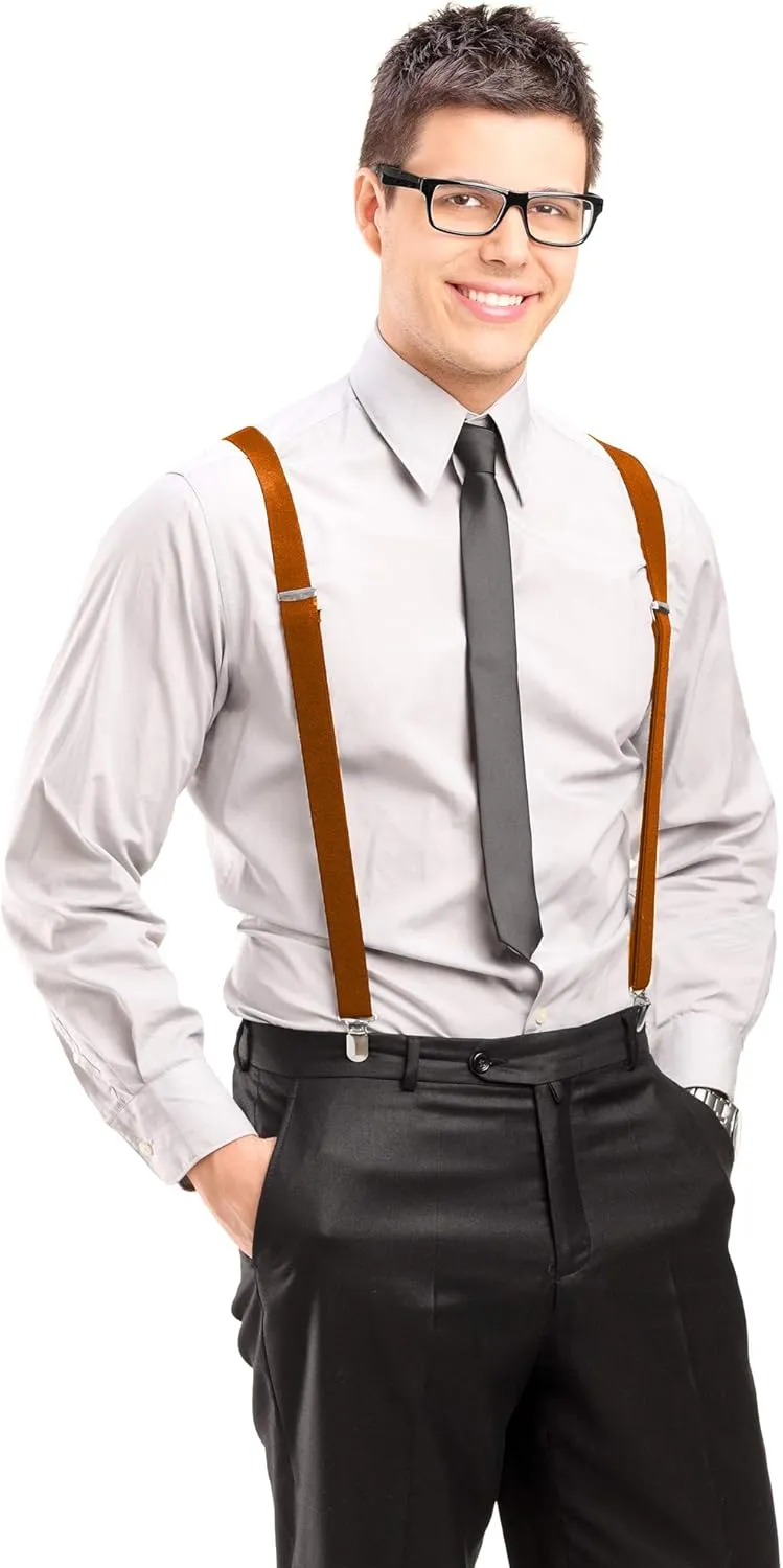 Dibi Suspenders for Men, Adjustable X Back 4 Strong Clips