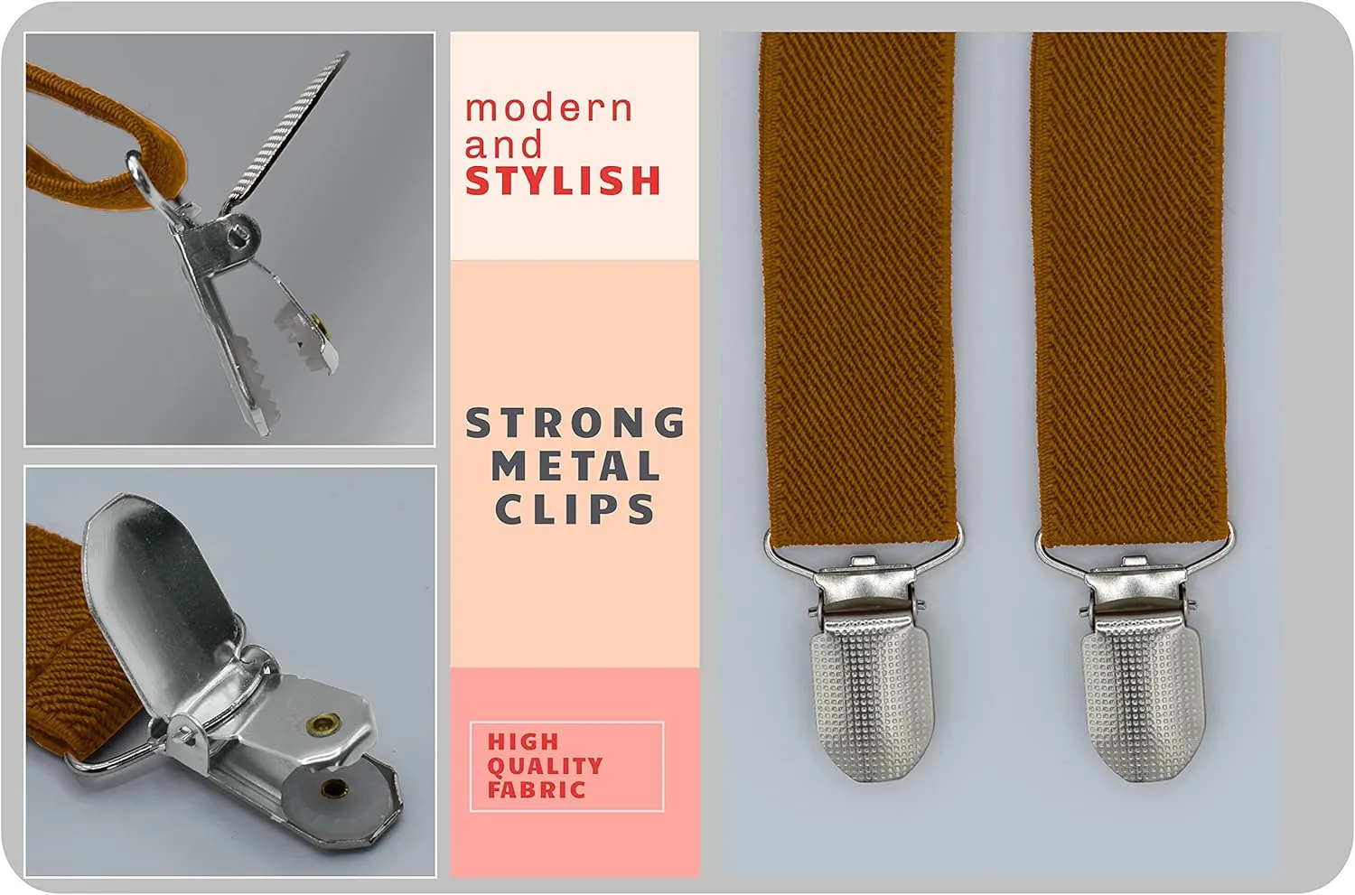Dibi Suspenders for Men, Adjustable X Back 4 Strong Clips