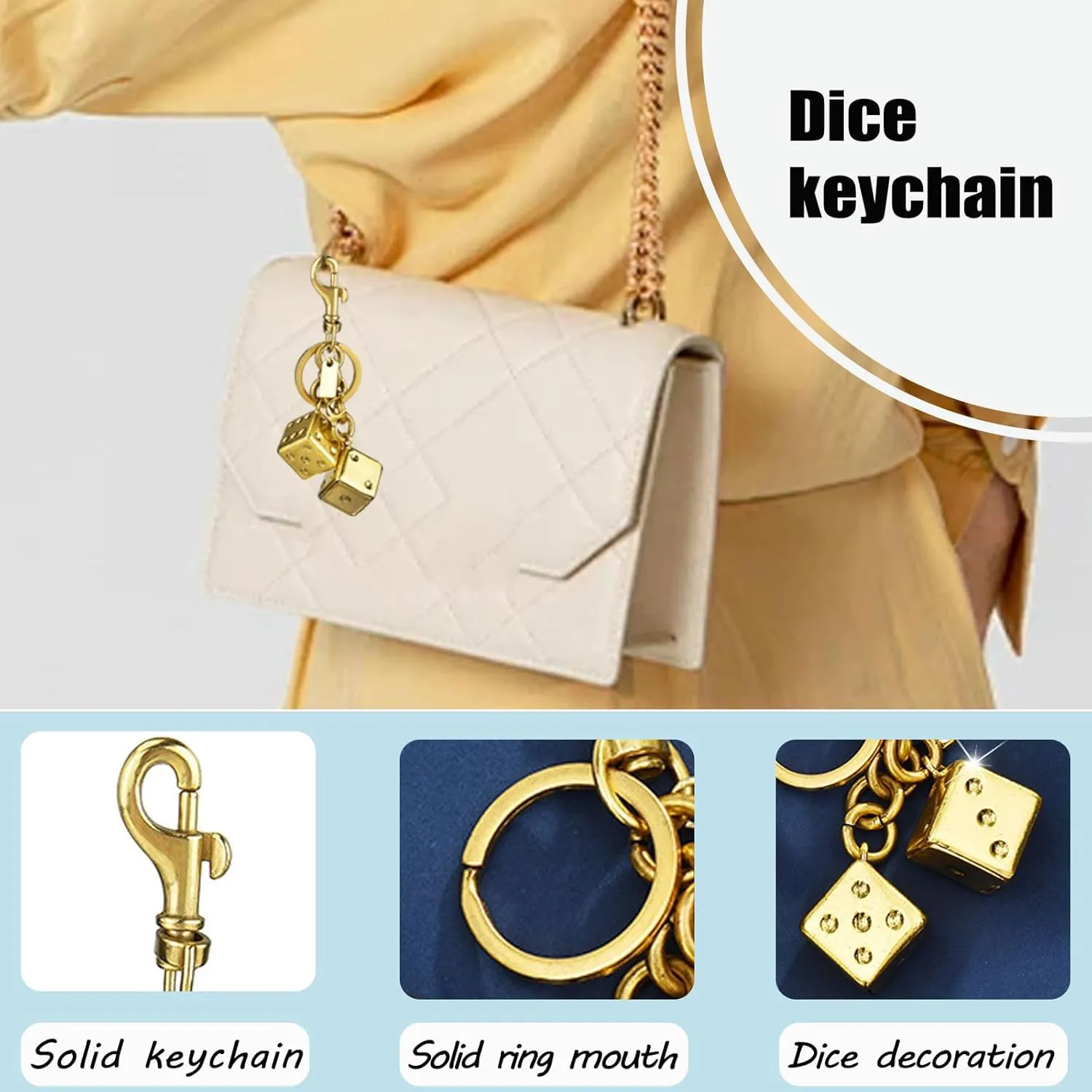 Dice Metal Cool Mens Keychain Handbag Bag Pendant Key Chain Keychain Accessories Purse Charm