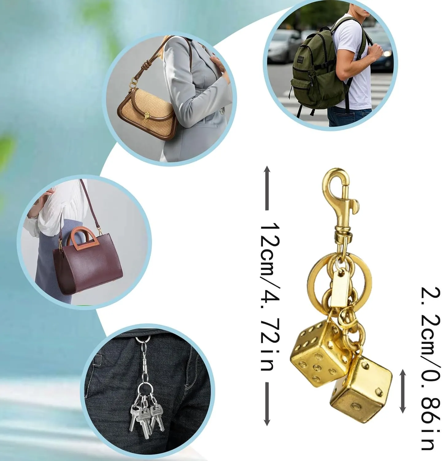 Dice Metal Cool Mens Keychain Handbag Bag Pendant Key Chain Keychain Accessories Purse Charm