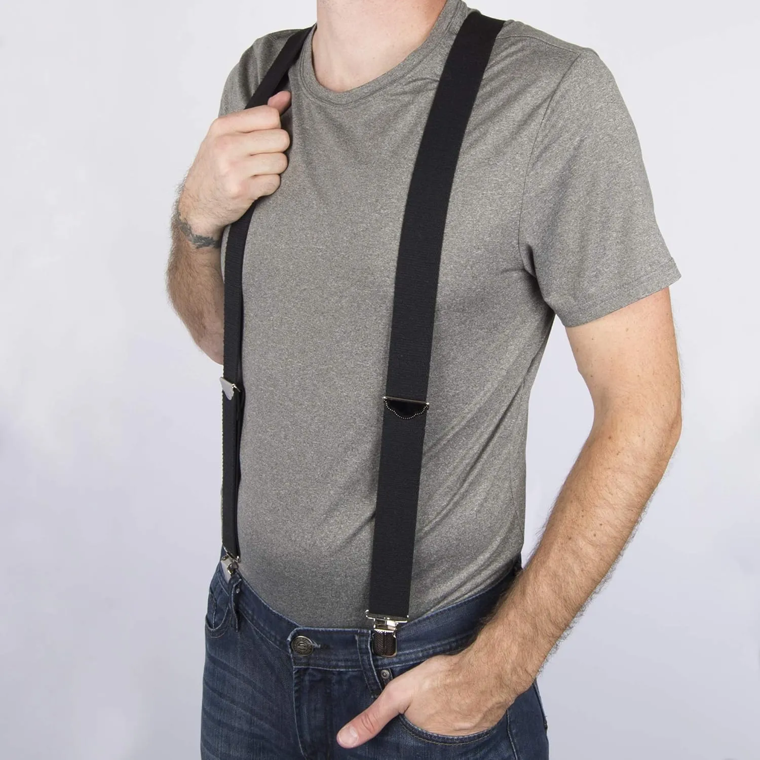 Dickies Men's 1 1/2 inch Solid Straight Clip Adjustable X Back Suspender