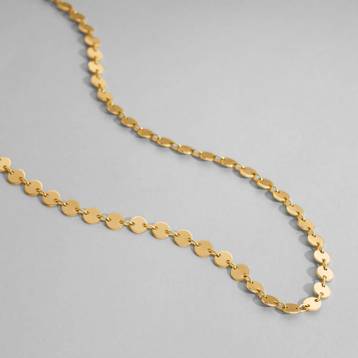 Dremmy Studios Dainty Gold Choker Necklace for Women 14K Gold Plated Coin Disc Figaro Layered Beaded Flat Mariner Sideways Cross Wishbone Link Clavicle Necklaces