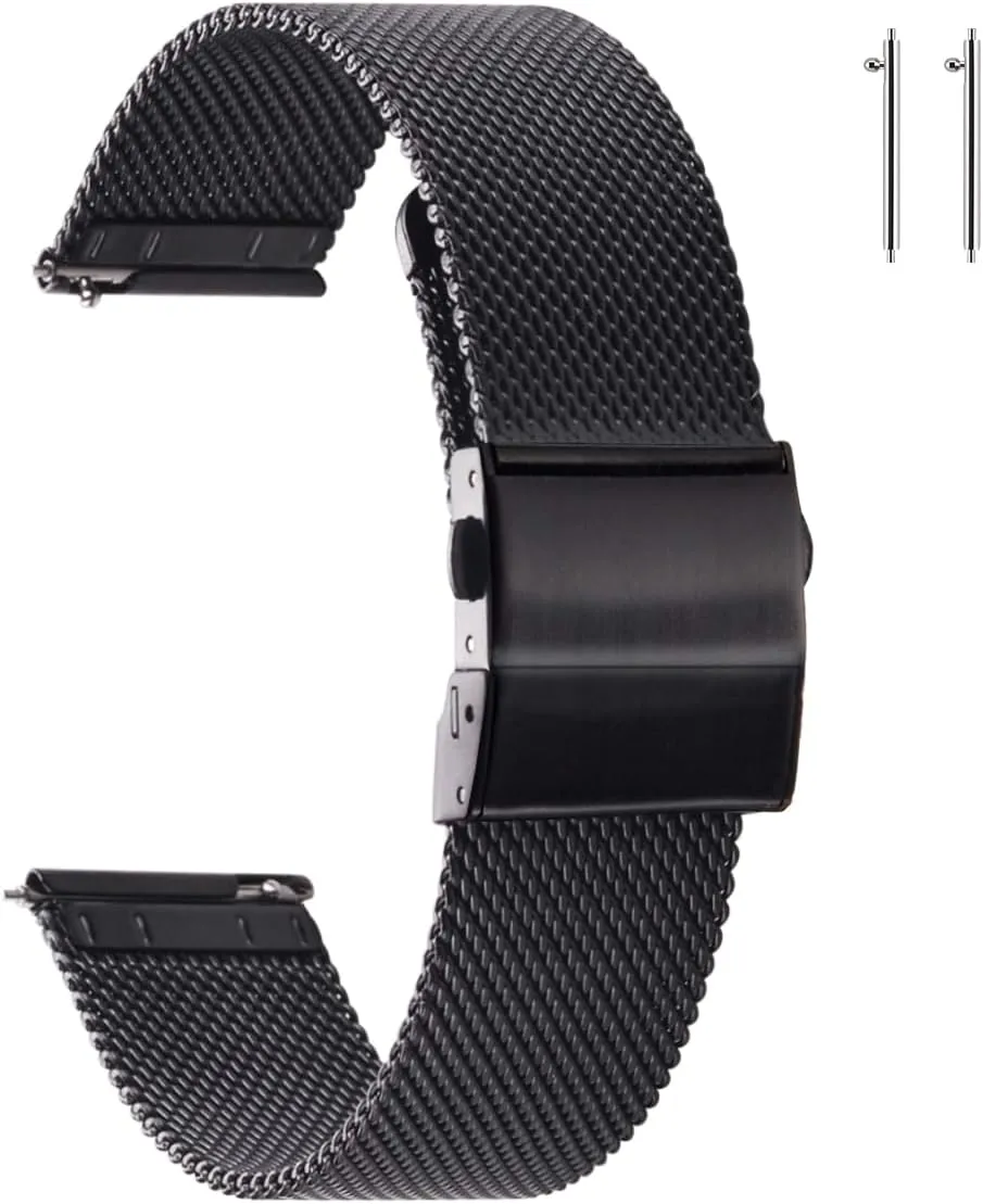 EACHE Stainless Steel Mesh Watch Band for Men Women, Quick Release Mesh Watch Straps 12mm 14mm 16mm 18mm 20mm 22mm