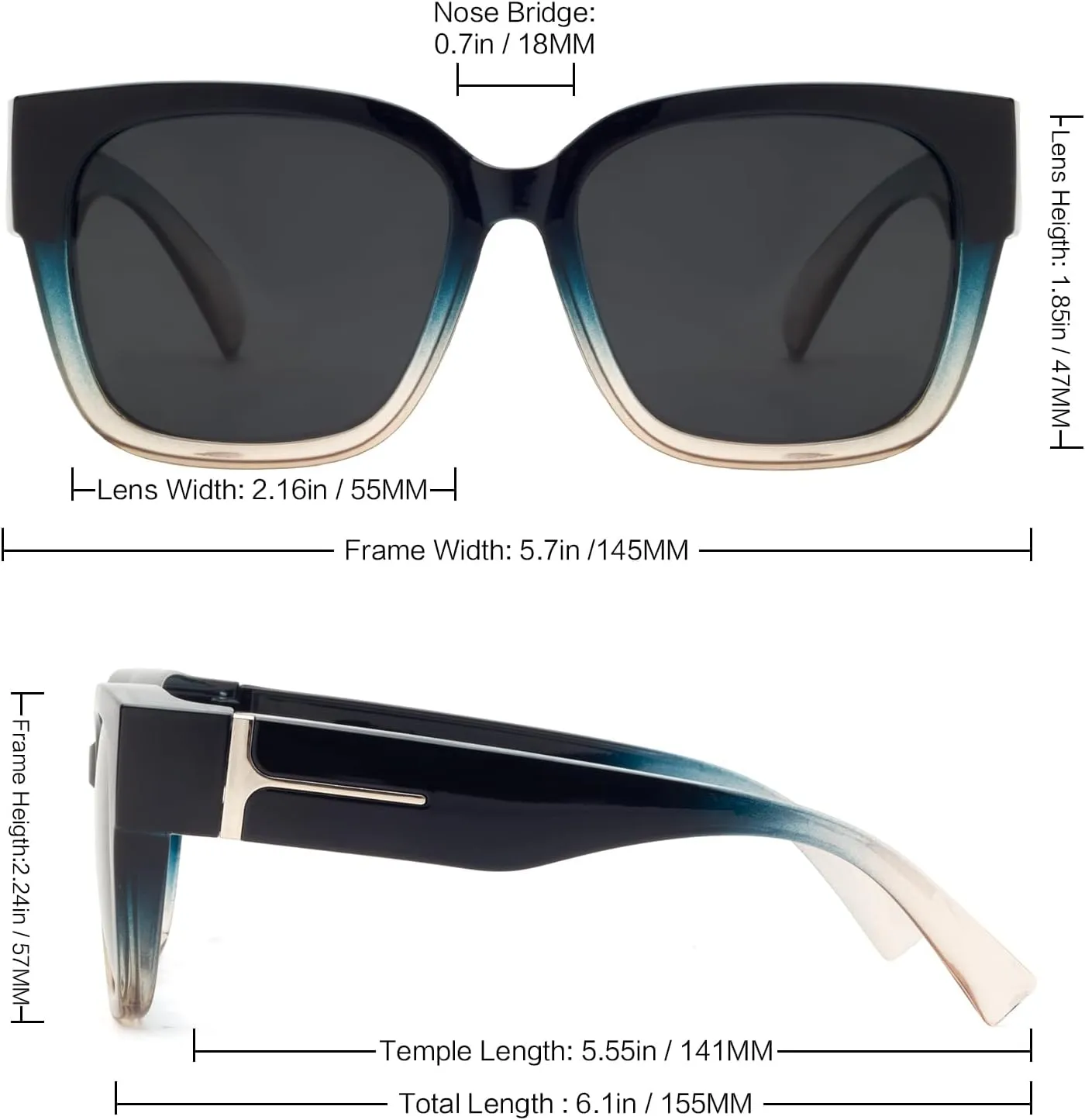 Face Shadow Polarized Sunglasses Over Glasses Women Fit Over Glasses Sunglasses Square Sunglasses UV Protection Lightweight