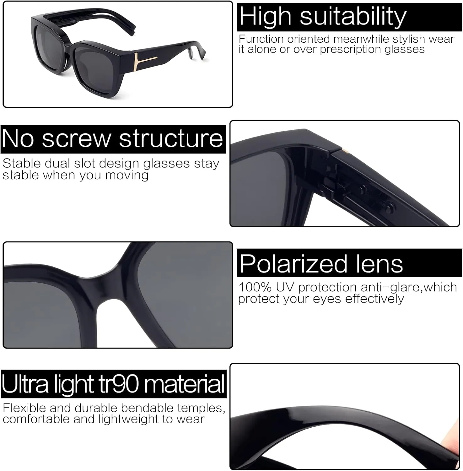 Face Shadow Polarized Sunglasses Over Glasses Women Fit Over Glasses Sunglasses Square Sunglasses UV Protection Lightweight