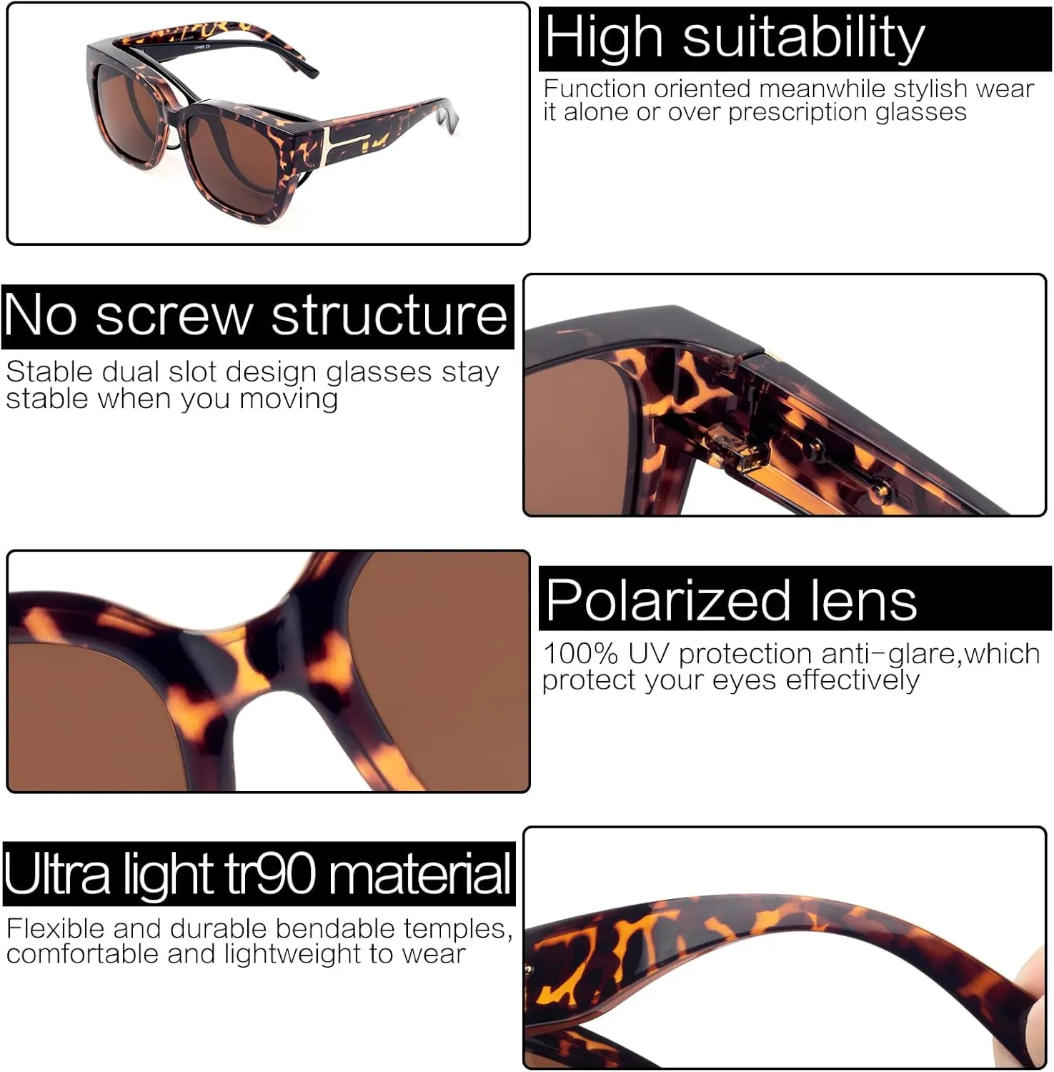 Face Shadow Polarized Sunglasses Over Glasses Women Fit Over Glasses Sunglasses Square Sunglasses UV Protection Lightweight
