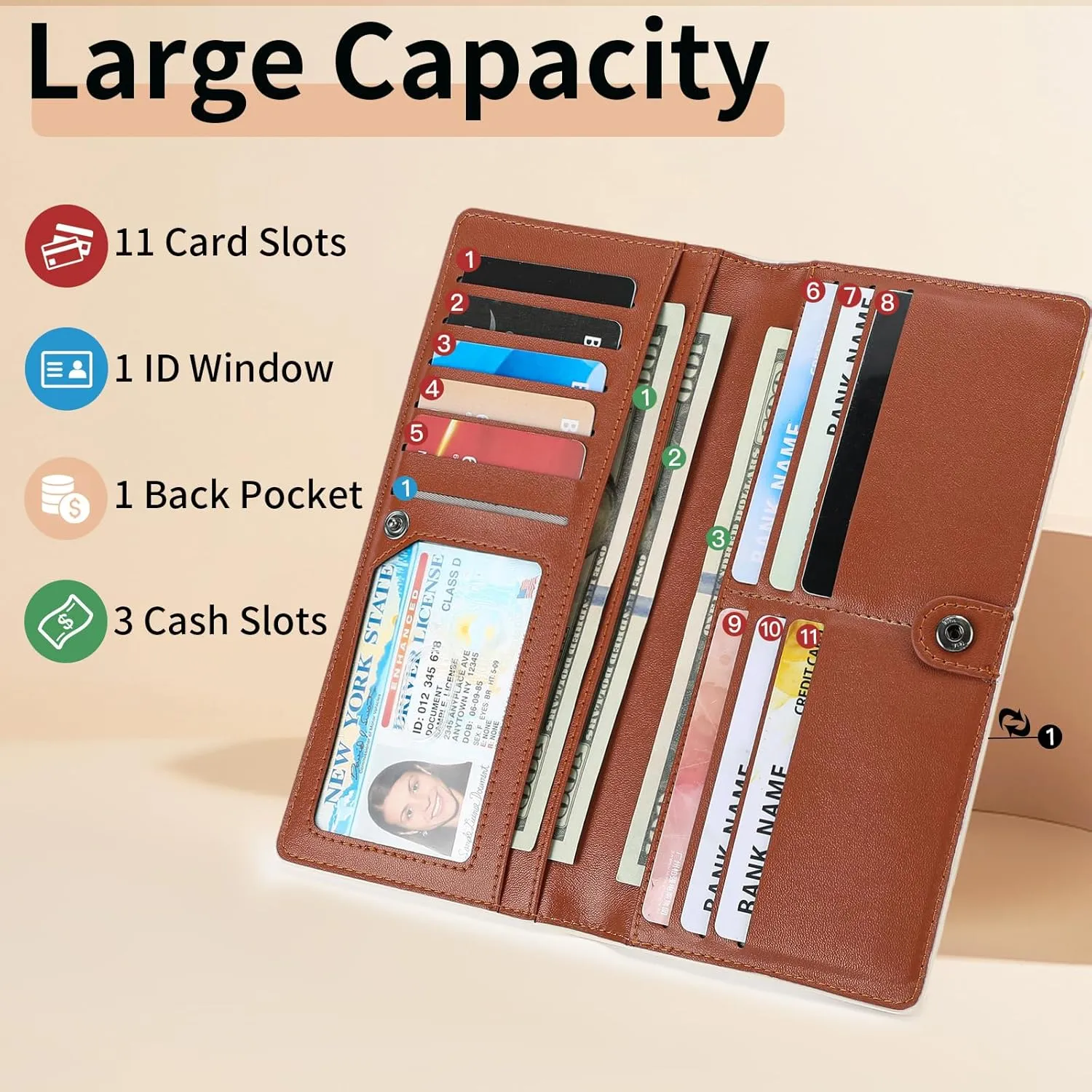 FALAN MULE Ultra Slim Thin Wallet for Women Bifold Leather RFID Blocking Designer Credit Card Holder