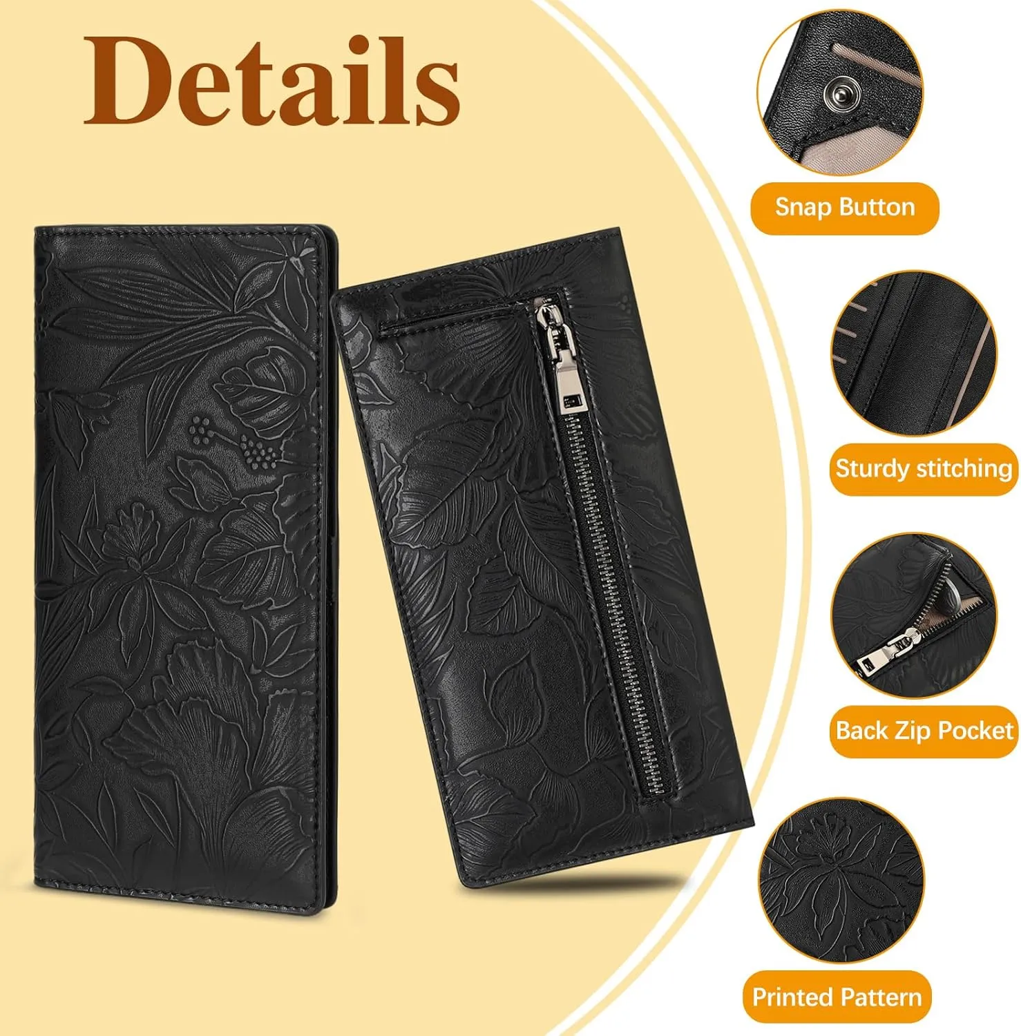 FALAN MULE Ultra Slim Thin Wallet for Women Bifold Leather RFID Blocking Designer Credit Card Holder