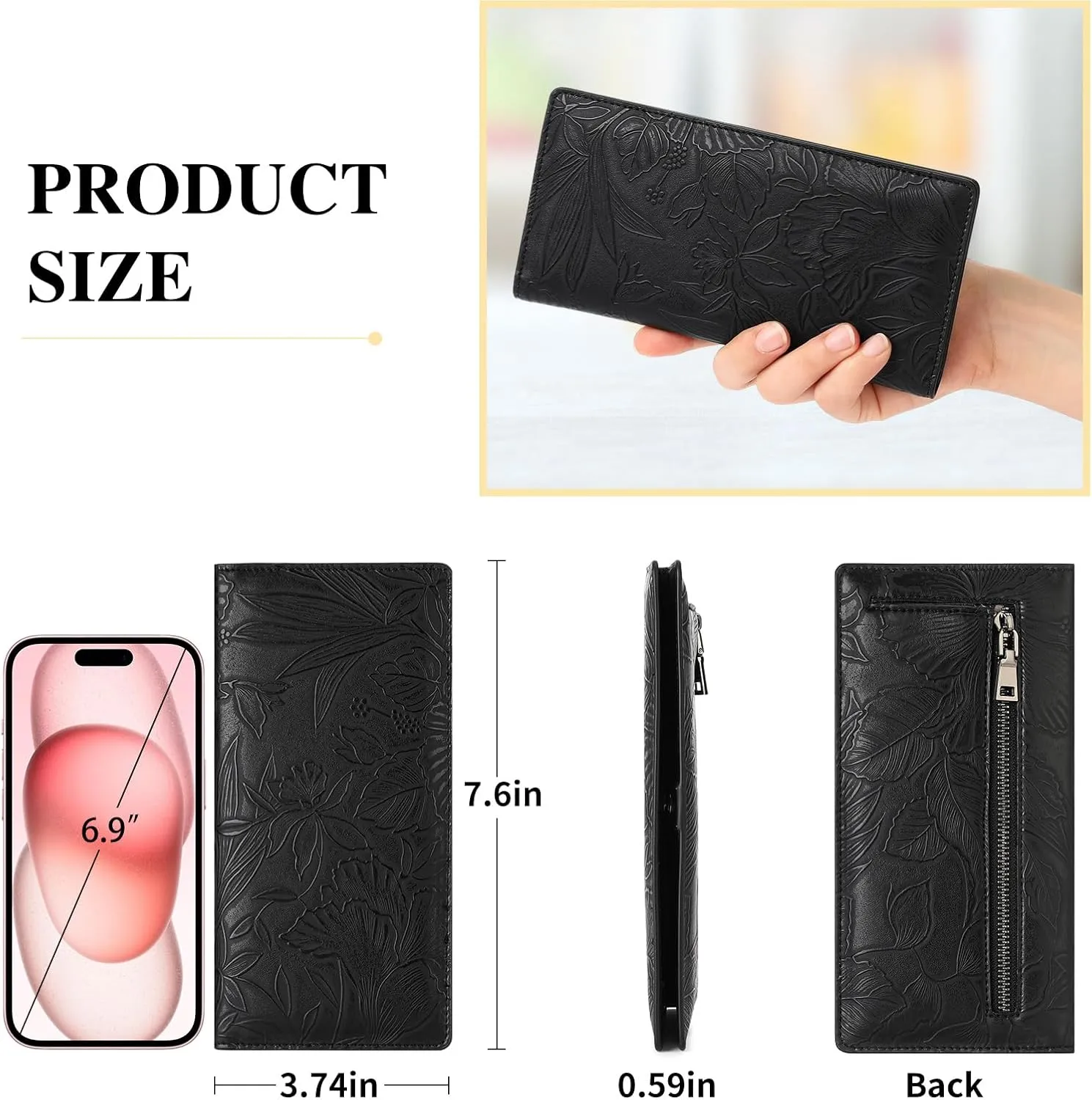 FALAN MULE Ultra Slim Thin Wallet for Women Bifold Leather RFID Blocking Designer Credit Card Holder