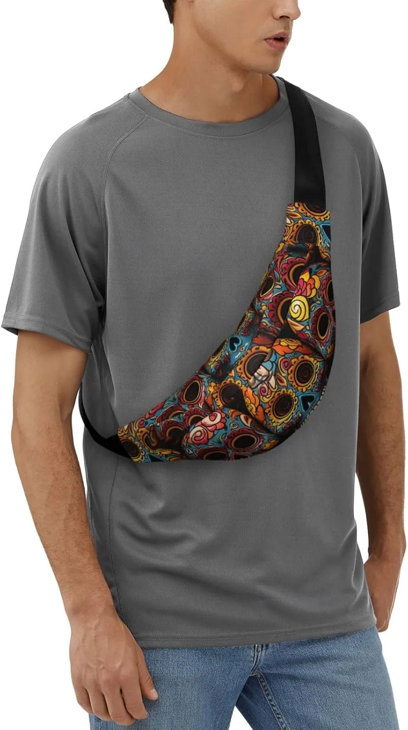 Fanny Pack Belt Bag for Women Men Waterproof Waist Pack Cool Steampunk Gears Waist Bag with Adjustable Strap, Colorful Sugar Skulls, One Size
