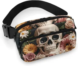 Fanny Pack for Men Women Bonsai Tree Sugar Skull Belt Bag Lightweight Waist Bag Pack Full Printed Pack With Adjustable Strap For Running Hiking Travel