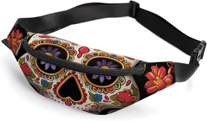 Fanny Pack for Men Women Sugar Skullsprinted Crossbody Belt Bags Sports Waist Bag ForTravel Running Hiking Walking Workout, 36*15cm