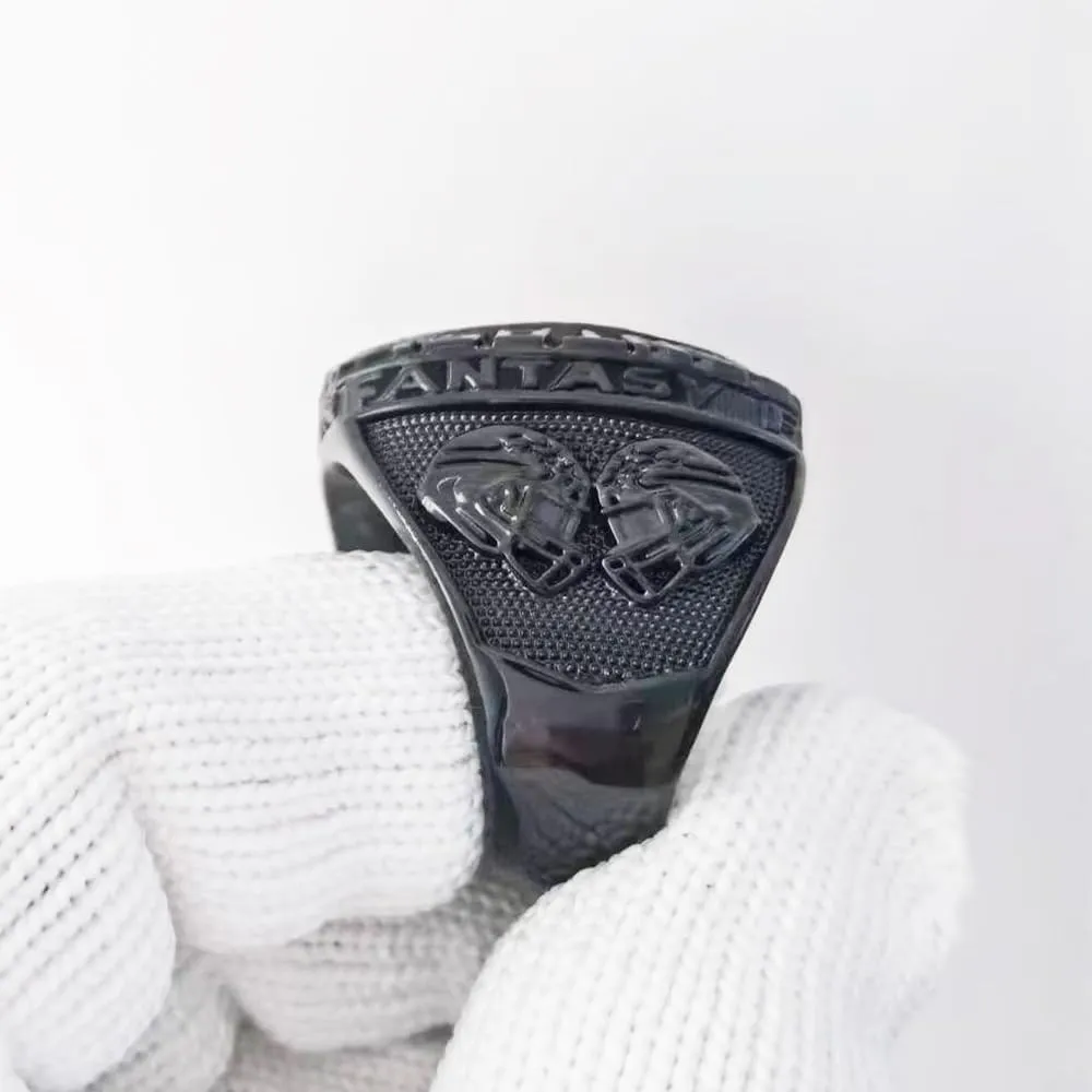 Fantasy Football Ring 2024| Heavy FFL Champion Ring | Gold Silver Tone Plated Award Trophy for Fantasy Football League Winner