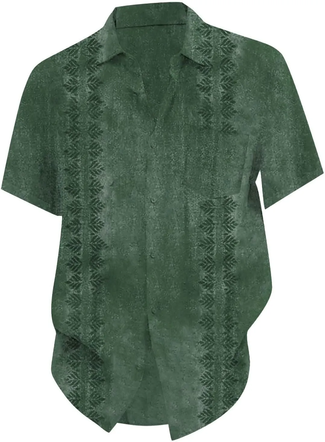 Fashion Hawaiian Short Sleeve Shirts Mens Button Down Beach Plain Floral T-Shirt Spread Collared Textured Travel Tops