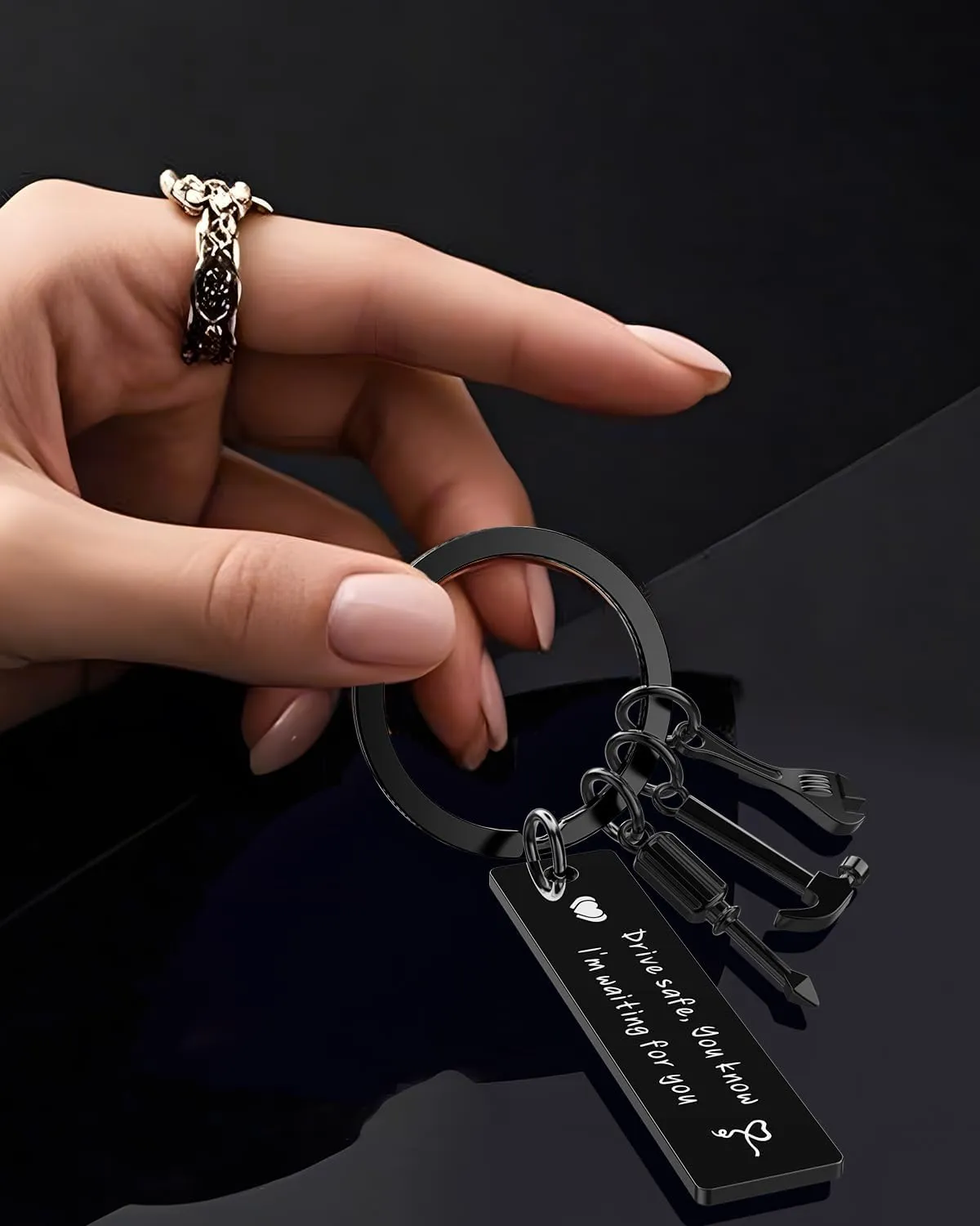 Fathers Day Dad Gifts from Wife Daughter Son, Drive Safe Keychain for Boyfriend Husband Brothers,Gifts for Men Him