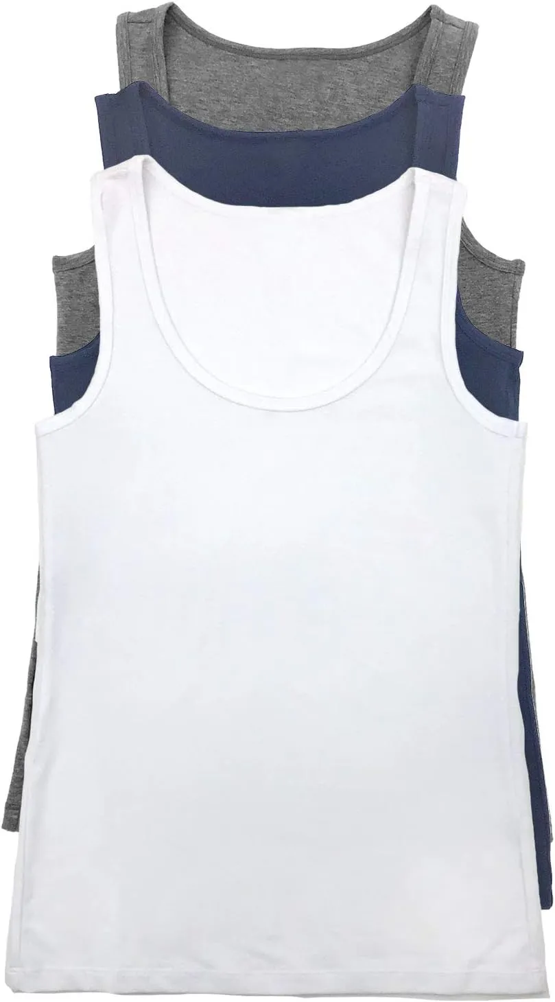 Felina Stretch Layering Womens Tank Top - Seamless Cotton Tank Top for Women, Workout Top (3-Pack)
