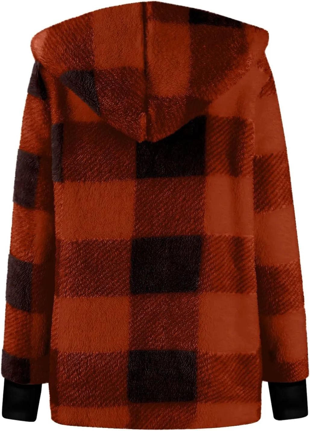 Flannel Jacket Women Sherpa Lined Open Front Hooded Cardigan Sweaters Plus Size Plaid Shacket Fall Winter Teddy Coat