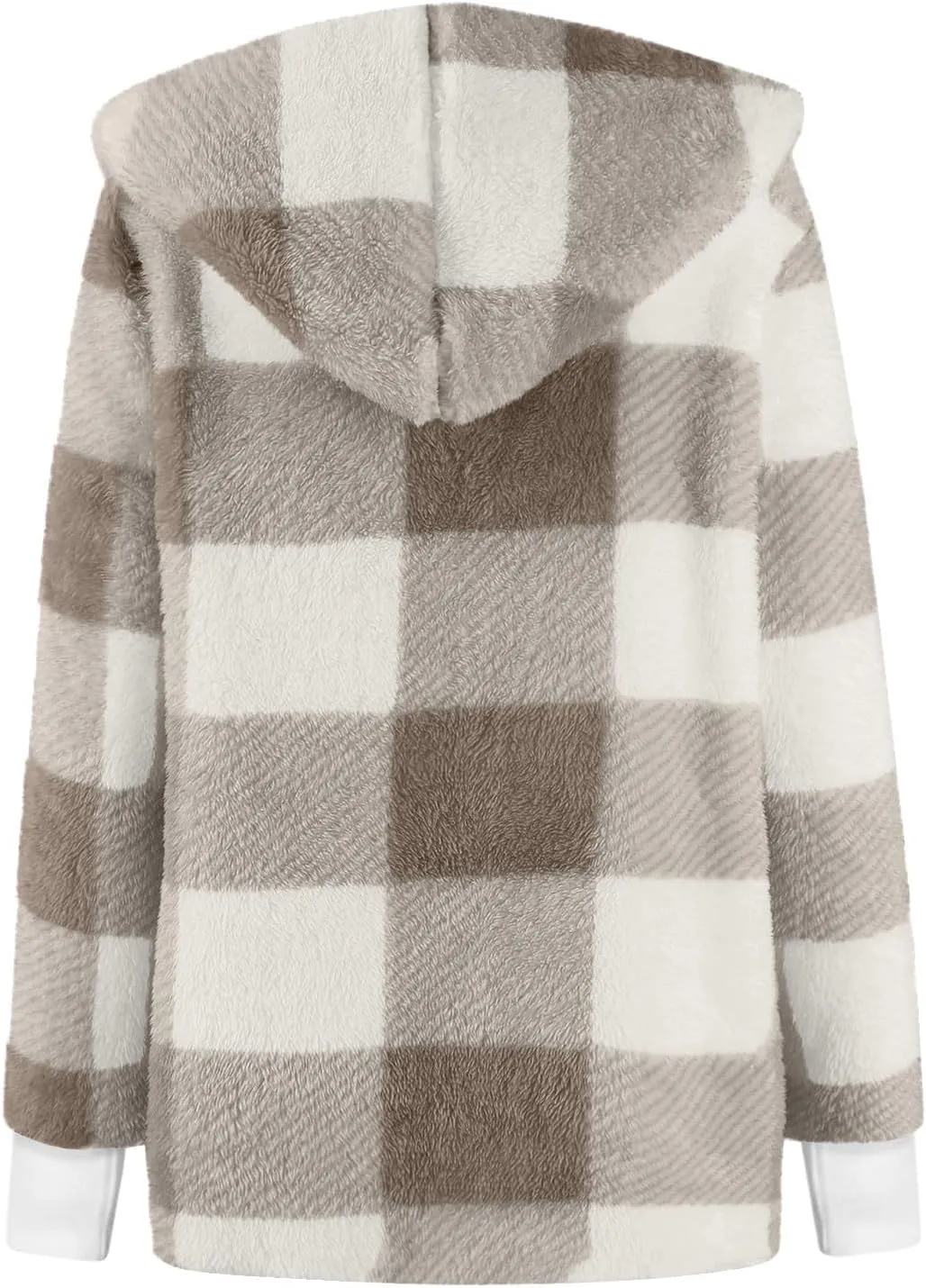 Flannel Jacket Women Sherpa Lined Open Front Hooded Cardigan Sweaters Plus Size Plaid Shacket Fall Winter Teddy Coat
