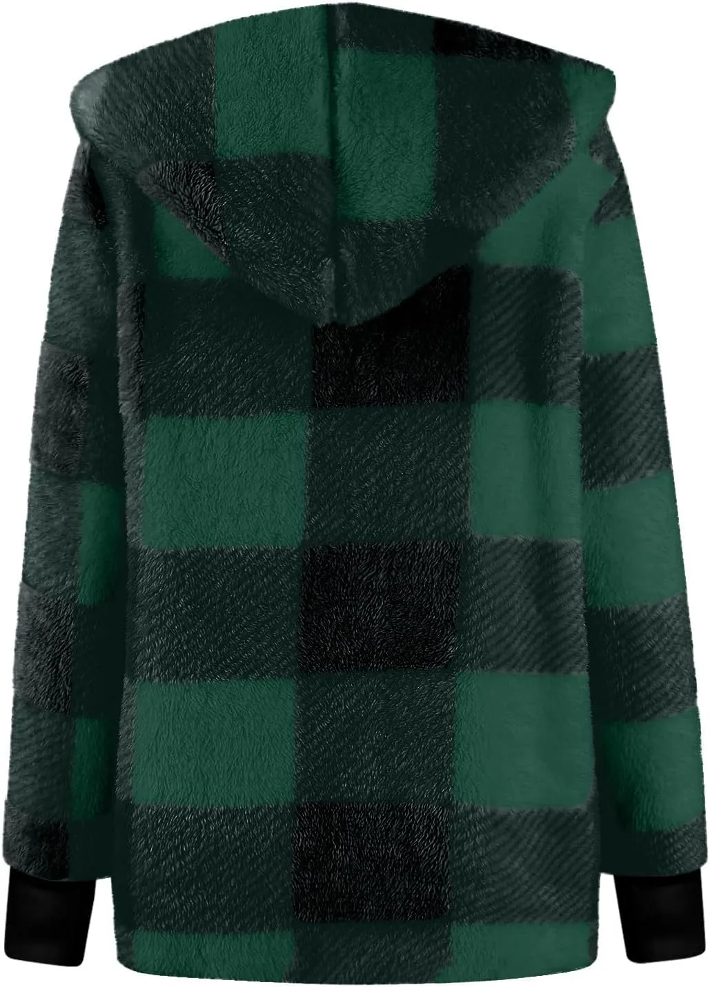 Flannel Jacket Women Sherpa Lined Open Front Hooded Cardigan Sweaters Plus Size Plaid Shacket Fall Winter Teddy Coat