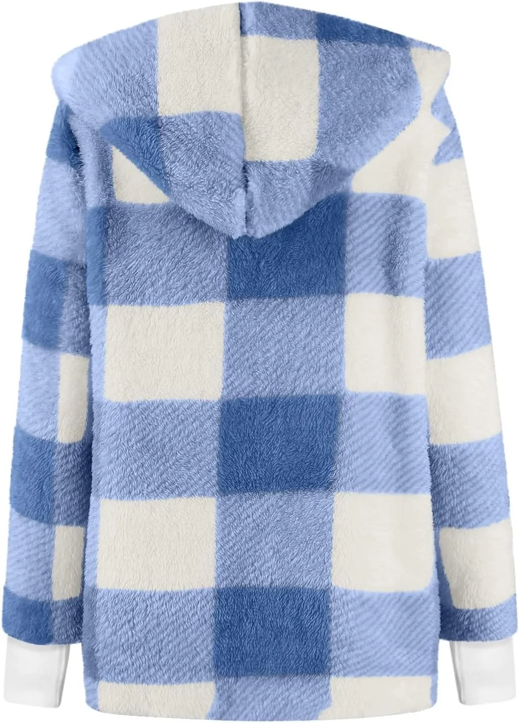 Flannel Jacket Women Sherpa Lined Open Front Hooded Cardigan Sweaters Plus Size Plaid Shacket Fall Winter Teddy Coat