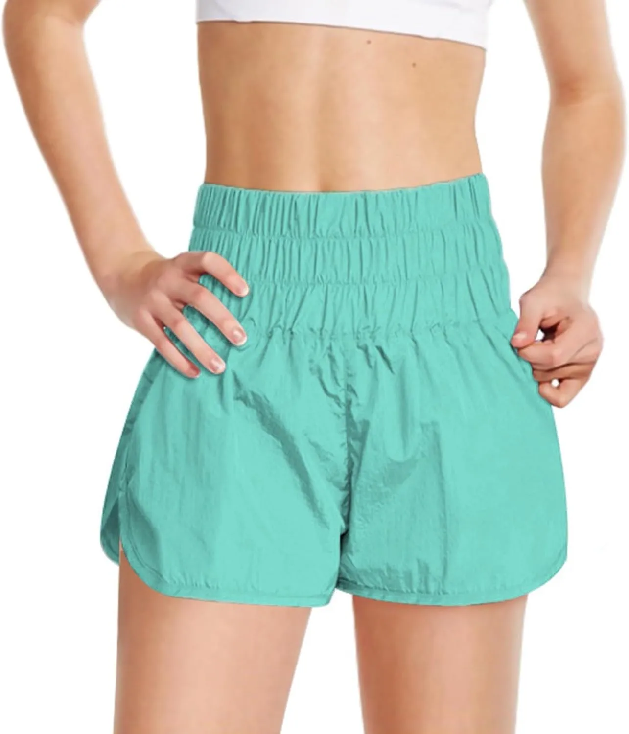 Flowy Shorts for Teen Girls High Waist Smocked Quick Dry Gym Workout Athletic Shorts Preppy Youth Butterfly Shorts