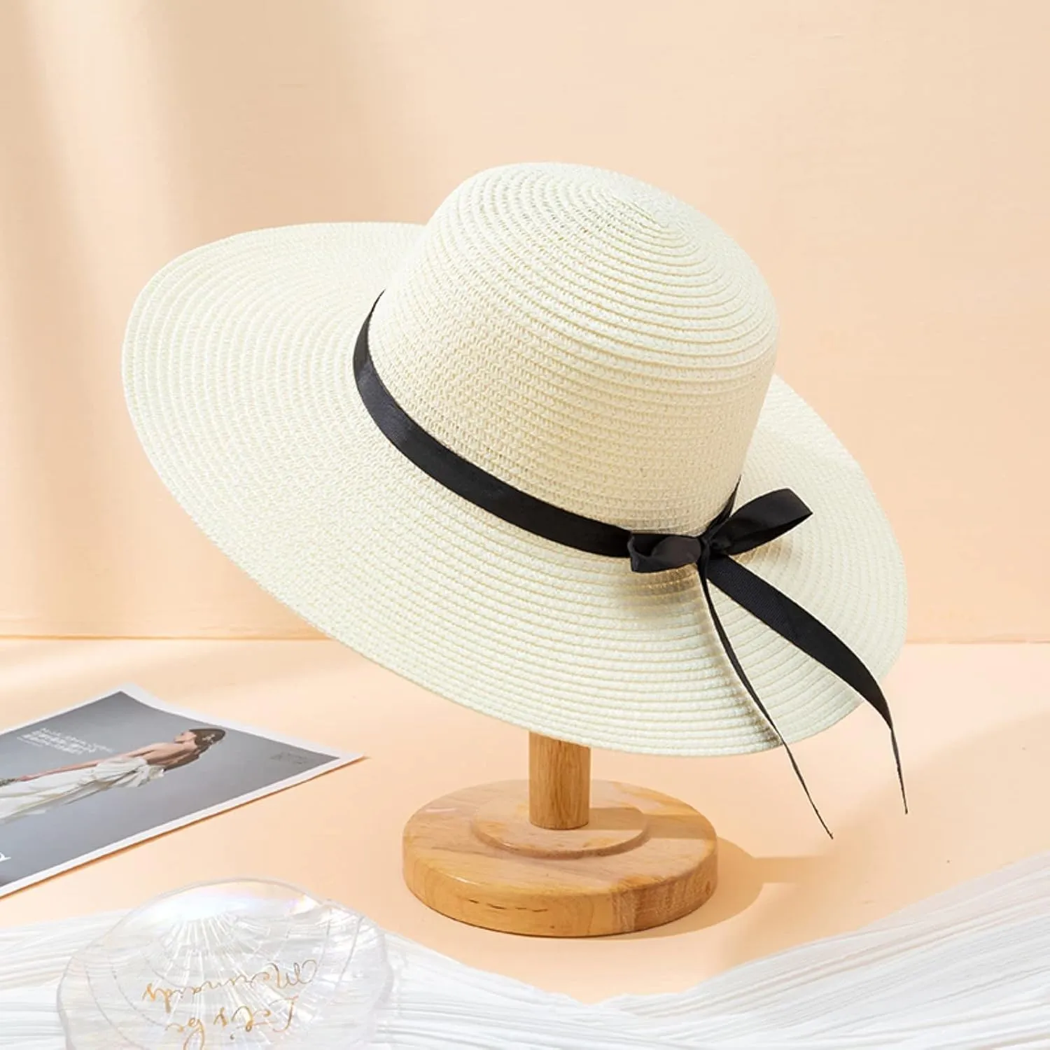 Foldable Sun Hats for Women Short Brim Fedora Classic Summer Beach Sun Hat Outdoor Women Large Straw Hat
