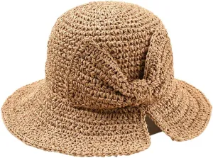 Foldable Sun Hats for Women Short Brim Fedora Classic Summer Beach Sun Hat Straw Derby Hats for Women