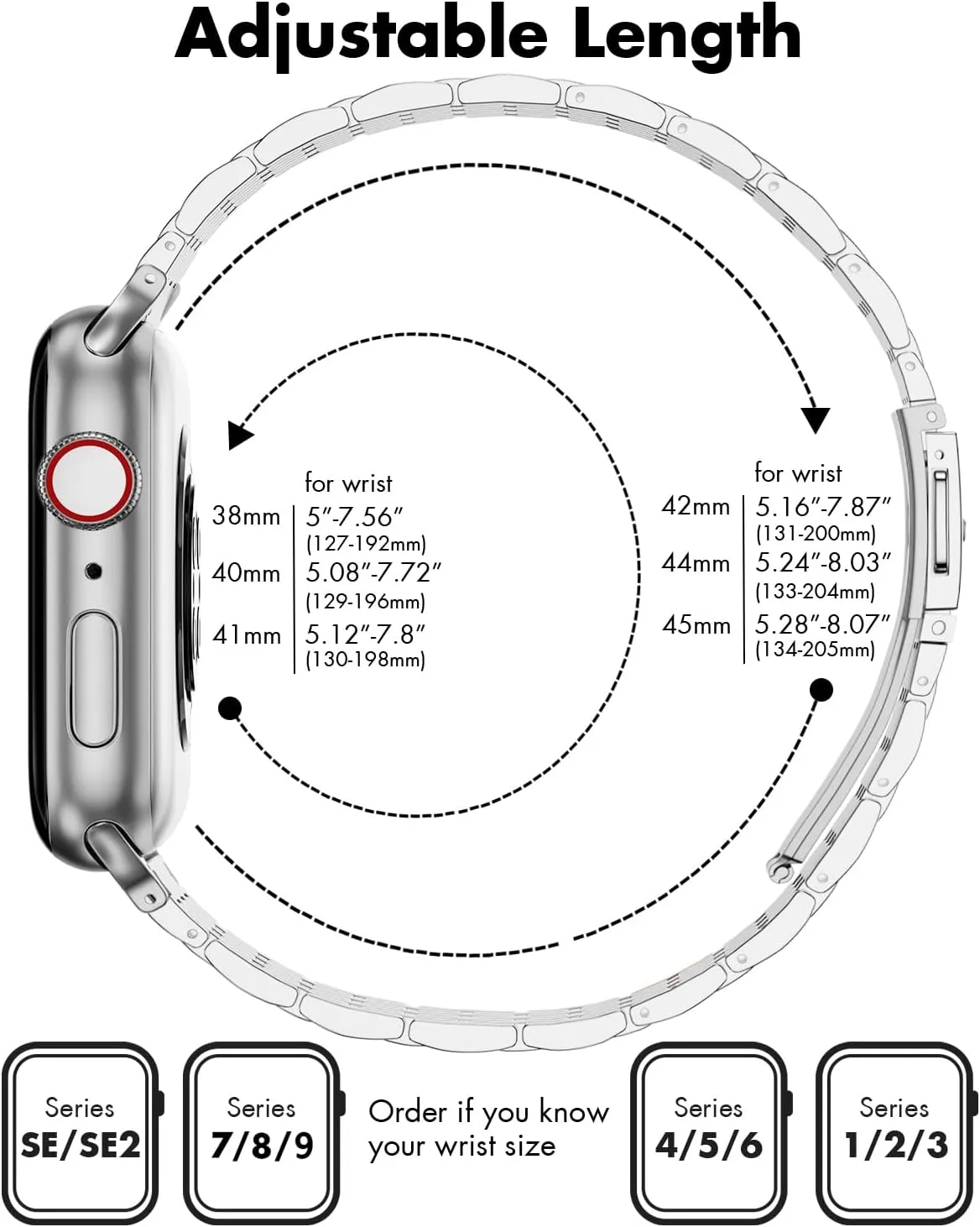 for Apple Watch Band 38mm 40mm 41mm 42mm 44mm 45mm Series 9 8 7 6 5 4 3 2 1 SE SE2 Women and Men,Classic Stainless Steel Metal Watchband for iWatch Bands,Pretty Shiny Look