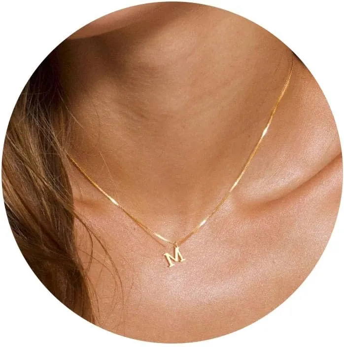 Foxgirl Gold Initial Necklaces for Women, Dainty Gold Letter Necklace Tiny A-Z Pendant Choker Necklace Trendy Cute Personalized Monogram Name Necklace Gold Jewelry Necklace for Women Gift